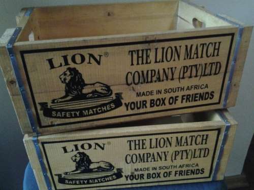 lion matches wooden crates